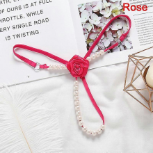 Perizoma micro donna rosa rosso con perla