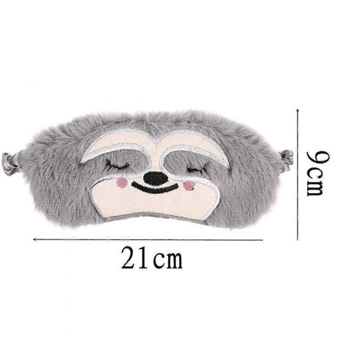 2 Pack Soft Plush Sloth Sleep Eye Mask for Travel, Home Use - Grey Brown 1