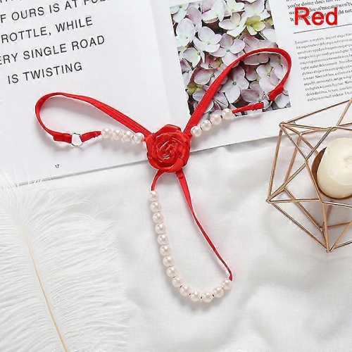Red 1 Pcs Women's Micro G-String Thong with Pearl