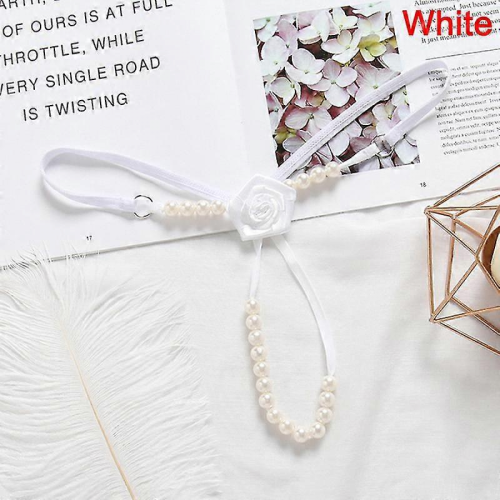 White 1 Pcs Women's Micro G-String Thong with Pearl