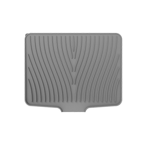 Grey One Size Silicone Dish Drying Mat with Built-in Drain for Kitchen Counter 1