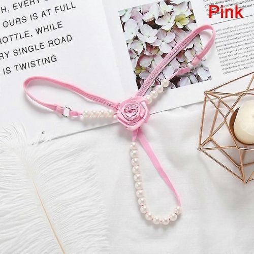 Perizoma micro rosa con perle, lingerie intimo