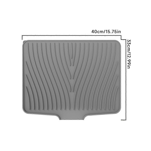 Grey One Size Silicone Dish Drying Mat with Built-in Drain for Kitchen Counter 2