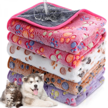 Waterproof Pet Blankets 4 Pack, Fleece Paw Print Washable 36x36 Inch Multicolor Sleep Mat for Dogs Cats Guinea Pigs