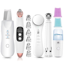 5pcs Ultrasonic Skin Scrubber, Blackhead Remover, Pore Cleaner, Nano Spray, Facial Steamer, Massager, Eye Beauty Set