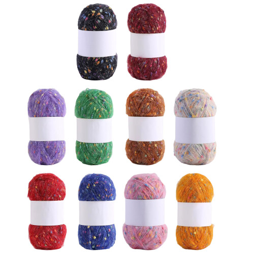 3 Rolls Rainbow Color Dot Mohair Yarn Crochet Thread-Pink 1