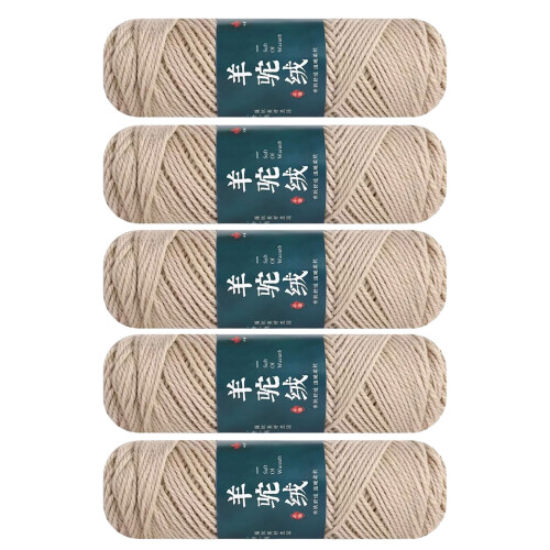 5Pcs Soft Wool Yarn 100g/Roll For Adult Beginner-Beige