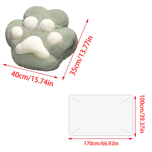 2 in 1 Cats Paws Cushions Blanket Foldable Portable-Red 2 2