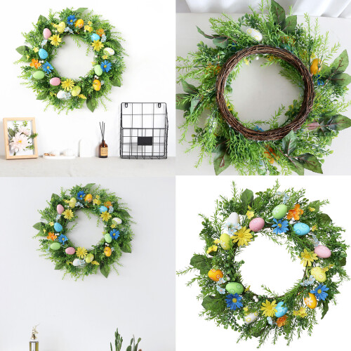 Bright Easters Wreath with Eggs and Flowers Elegant Easters Eggs 1