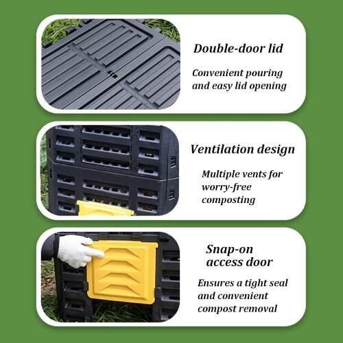 Compost Bin Outdoor  Garden Compost Bin, 180L, PP Material, Efficient Ventilation System 2