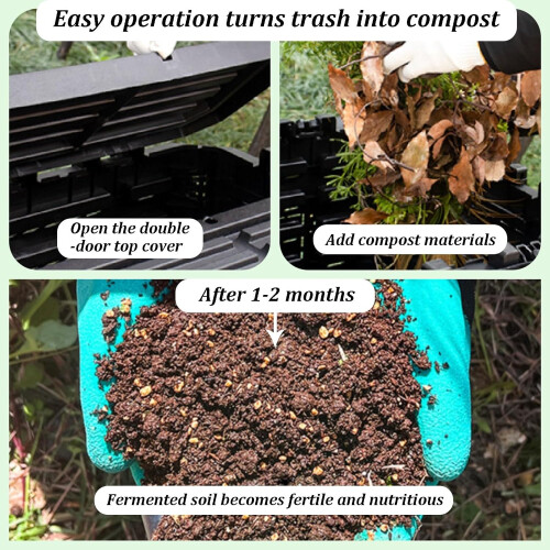 Compost Bin Outdoor  Garden Compost Bin, 180L, PP Material, Efficient Ventilation System 1