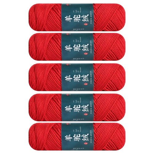 Pack Of 5 Soft Wool Yarn 100g/Roll Knitting Wool-Bright Red