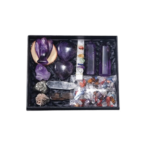 11Pcs Assorted Raws Heal Stones-Amethyst Angel Set