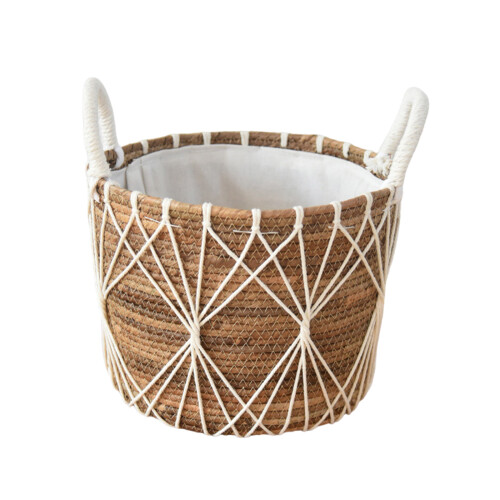 Elegant Woven Laundry Basket Unique Storage Holder-medium size