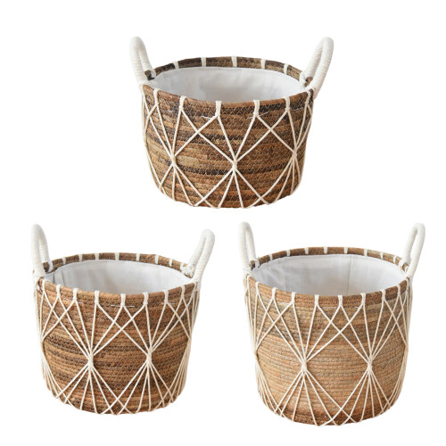 Large Woven Laundry Hamper Large Capacity Cotton Rope-small 1