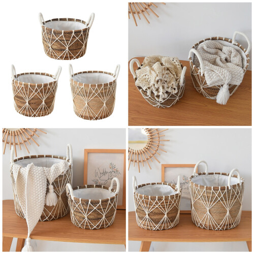 Elegant Woven Laundry Basket Unique Storage Holder-medium size 2