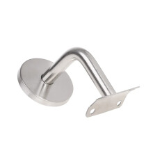 Brushed stainless steel handrail bracket, wall mount, railing bracket for stairs, handrail support, 1piece transition (Color: Silver)