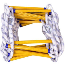 Escape rope ladder, fire training, selfrescue, climbing, soft rope ladder, escape from window, balcony, floor, 2 ring hooks, nonslip resin ladder 5m