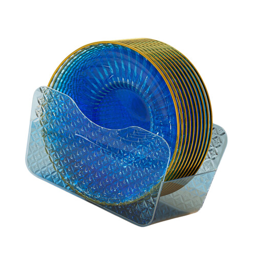 Clear Round Bone Spitting Dish Dried Fruit-transparent blue