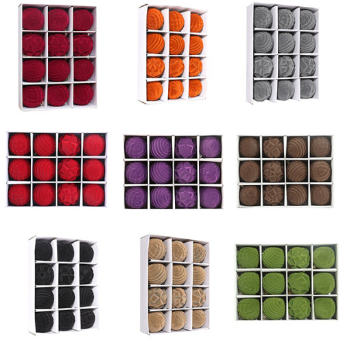 12 Pieces 8cm Flocking Christmas Decorations-dark brown 1