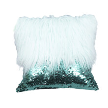 Faux Furs Pillow Cover Sequins Cushions Cover Home-Light Green
