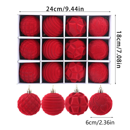 12 Pieces 8cm Flocking Christmas Decorations-dark brown 2