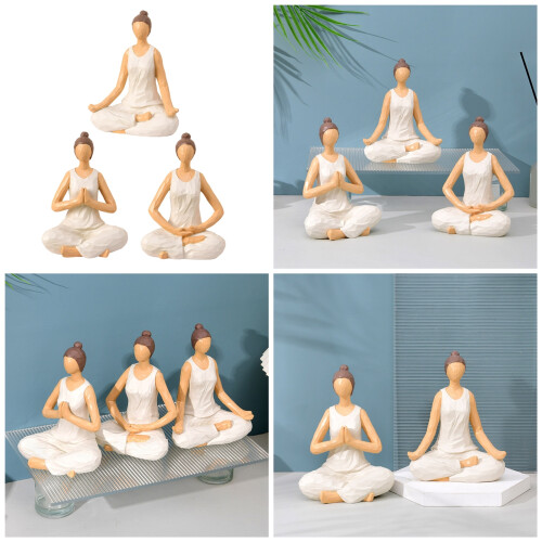 Holzschnitt-Effekt-Meditations-Frauenfigur für-1 2