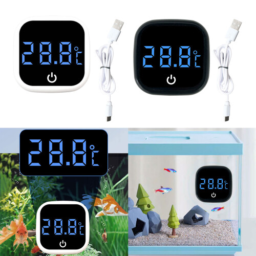 Precisions Aquarium-Thermometer mit wiederaufladbarem-Schwarz 2
