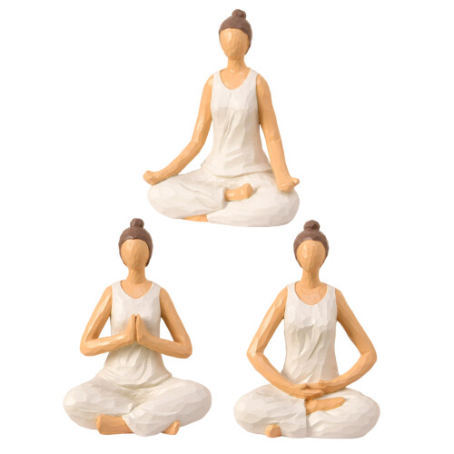Holzschnitt-Effekt-Meditations-Frauenfigur für-1 1