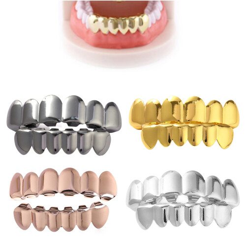 Ensemble de grilles de bouche amovibles Hip Hop,-Argent 2