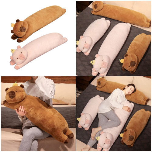 Long Capybara Plush Pillow For Relaxation And Support-brown S 1