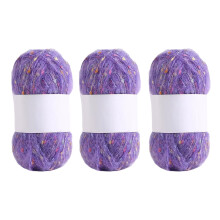 3 rollen breigaren Rainbow Color Dot Mohair garen-Lichtpaars
