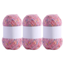 3 Rolls Regenboog Kleur Dot Mohair Garen Comfortabele-Roze