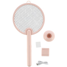 Scacciamosche elettrico ricaricabile, pieghevole e portatile, per uso interno ed esterno, ergonomico e leggero, con ricarica tramite USB Type-C.