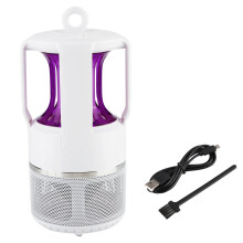 Capcană portabilă pentru insecte cu lumină UV, ucigaș de țânțari impermeabil pentru aventuri în aer liber și utilizare în interior (alb)