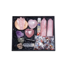 Pack Of 11 Natural Rough Stones Energy Mineral-Pink crystal set