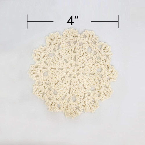 Vintage Style Cotton Doilies, Elegant Chic Handmade Crochet for Multi-Purpose Utilization, Protective Coasters with Rustic Appearance for Tabletop Dec 1