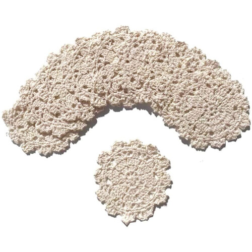 Vintage Style Cotton Doilies, Elegant Chic Handmade Crochet for Multi-Purpose Utilization, Protective Coasters with Rustic Appearance for Tabletop Dec
