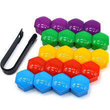 Car Wheel Nut Covers 21 Mm Set Universal Hexagonal Tire Nut Cover With Removal Tool, 20 Pieces, MultiColor