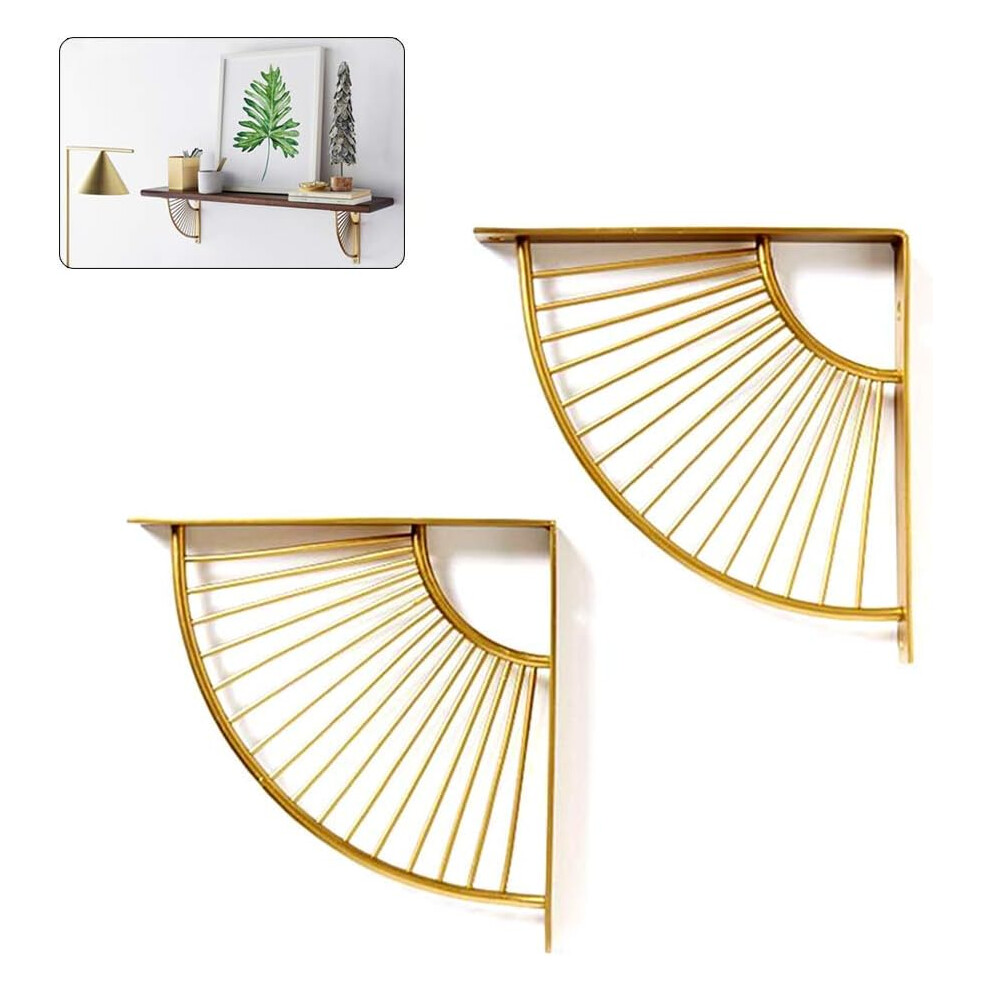 Floating Shelves Wall Mounted, Wood And Metal Semi-Circle Wall Hanging Shelf Resists Corrosion And Tarnishing, Elegant And Simple Style For Various Ho 9074015890575