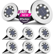 Luci solari da terra, luci solari a disco per esterni per giardino, luci paesaggistiche impermeabili in lega di alluminio, per vialetti, patio,