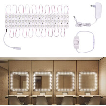 Soilse Vanity LED Gile Inchoigeartaithe, Soilse Scátháin Greamaitheacha le Suiteáil Éasca, Soilsiú Stíl Hollywood Glam le haghaidh Vanity