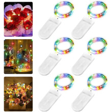 Battery Operated Twinkle Lights, Waterproof 2M 20 LEDs Fairy String Lights For Indoor Outdoor Decor, Red Yellow Green Blue Multicolor LED Copper Wire