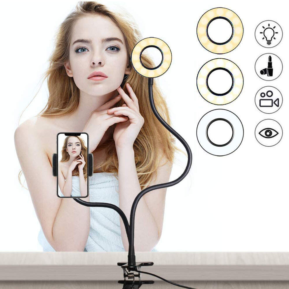 Adjustable Brightness Selfie Ring Professional Quality Flexible Gooseneck With 360-Degree Rotatable Bracket For Live Broadcast, Desk Lamp, Light 9004841591506