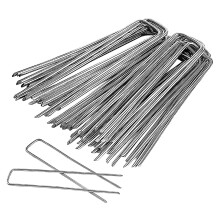 Galvanized Garden Stakes for Outdoor Use, Landscape Staples Sturdy and Long-Lasting for Securing Turf Fences Hoses, Easy to Use U-Shaped Garden Ground