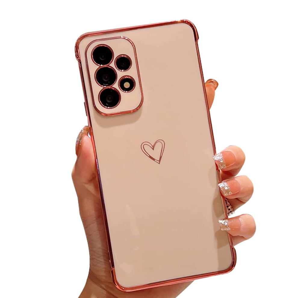 Case For Samsung Galaxy A13 4G Shockproof Silicone Bumper Lens Protection Slim Antiscratch Goldplated Heart For Girls Pink 9412369082824
