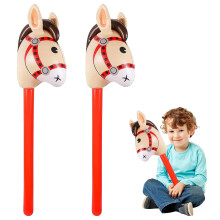 Inflatable Horse Toy, Inflatable Pony Stick for Children, Birthday, Carnival, Gift Props Red