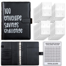 Money Saving Budget Planner, 100 Envelopes A5 Money Saving Folder (Black)