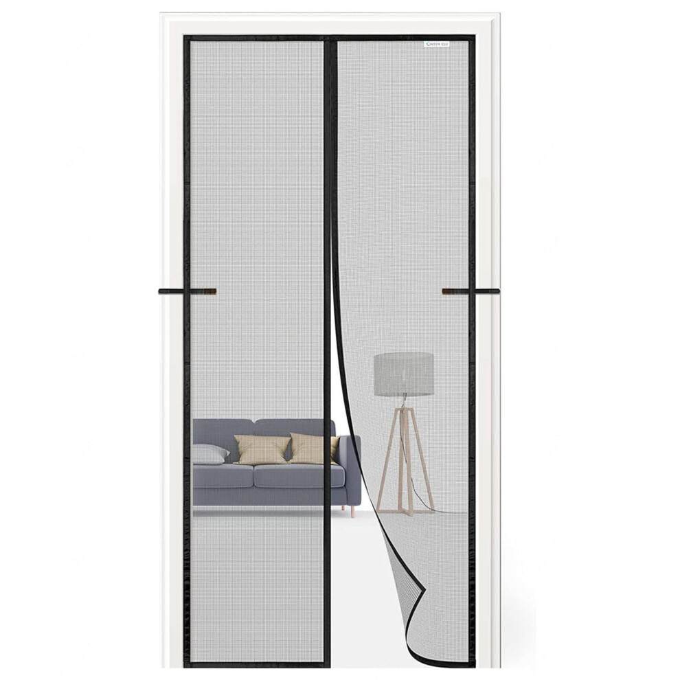 Fly Screen Door, Mosquito Net Door, Hands Automatic Closing, Fly Protection For Balcony Door, Patio Door, Sliding Door, Black, 85 X 210 Cm. 9365049854610