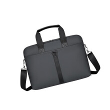 Mens Business Bag Briefcase With Shoulder Strap Laptop Computer Bag Gray Leather For Business Travel
